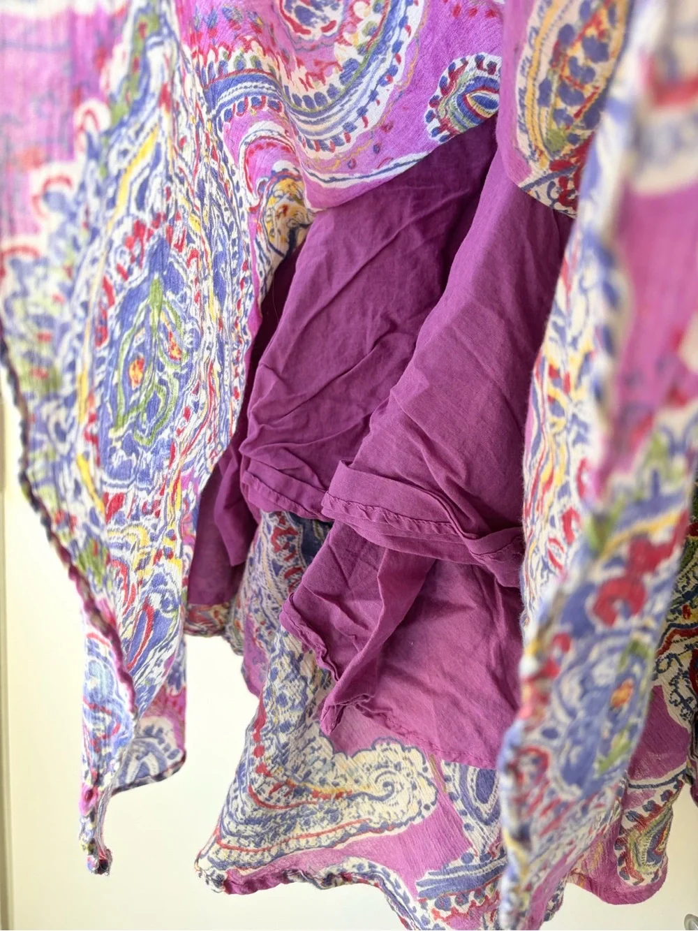 Asymmetrical Floral Paisley Pink A-Line Midi Skirt